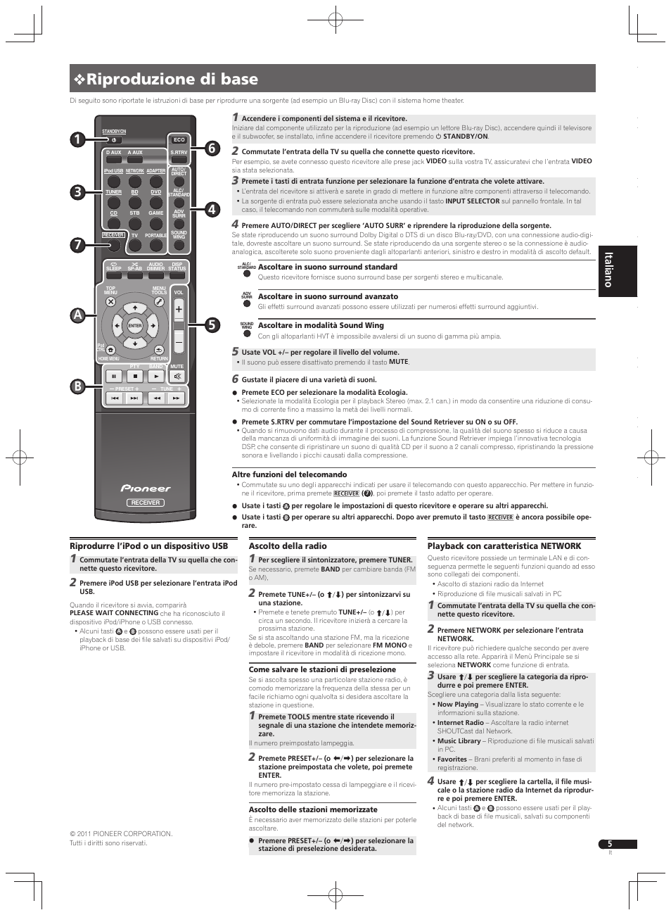 Riproduzione di base | Pioneer VSX-S500 User Manual | Page 17 / 32