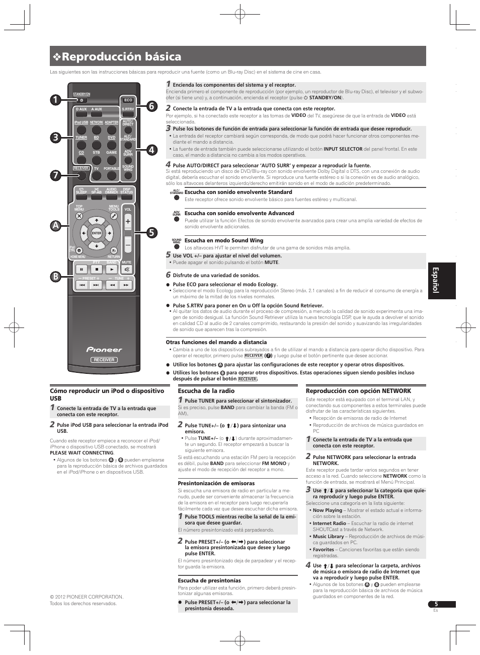 Reproducción básica | Pioneer VSX-S500 User Manual | Page 25 / 32