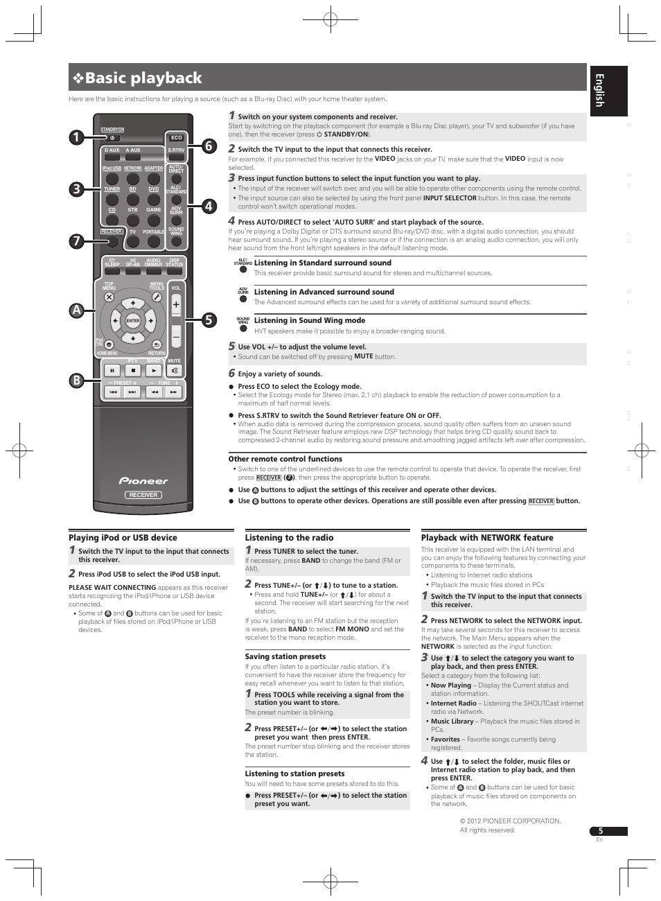 Basic playback | Pioneer VSX-S500 User Manual | Page 5 / 32