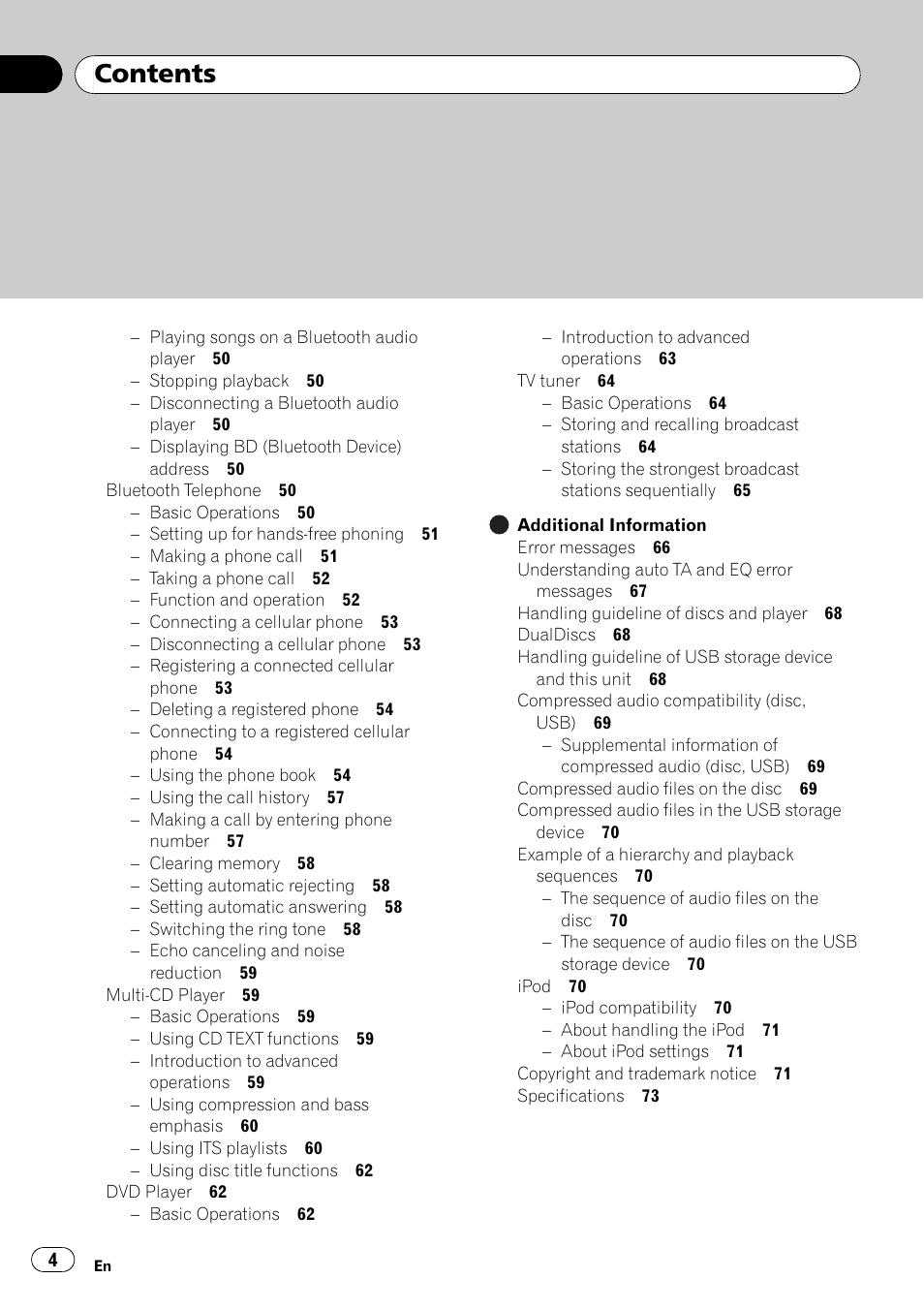 Pioneer DEX-P99RS User Manual | Page 4 / 75