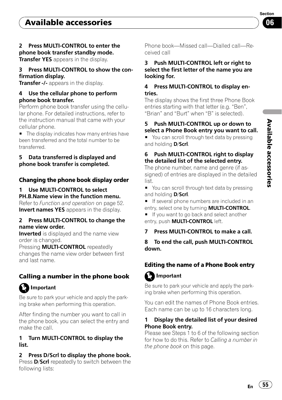 Available accessories | Pioneer DEX-P99RS User Manual | Page 55 / 75