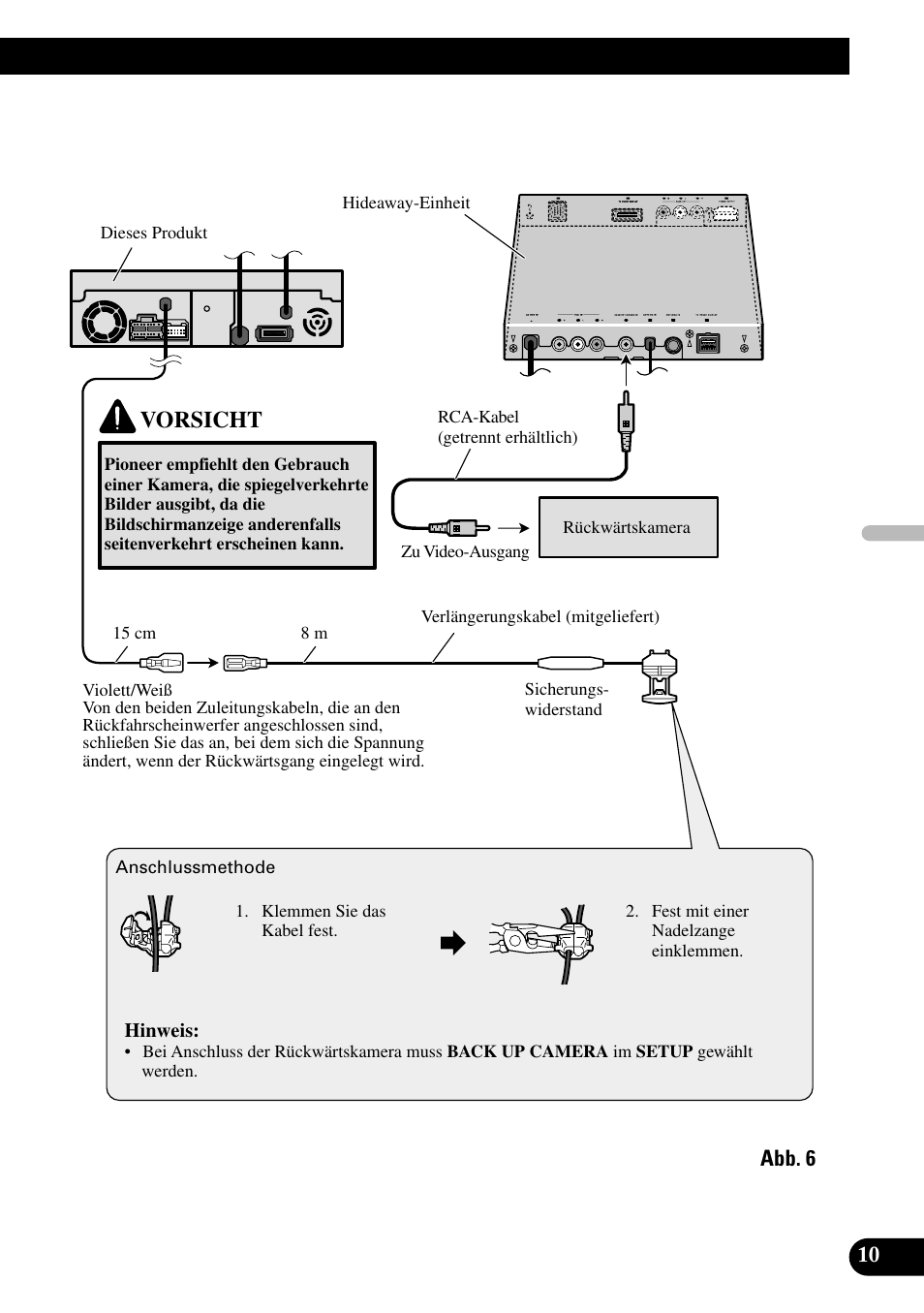 Vorsicht | Pioneer AVH-P7500DVDII User Manual | Page 43 / 98