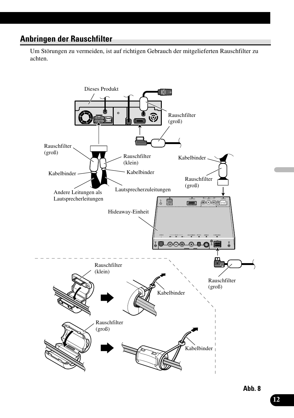 Anbringen der rauschfilter | Pioneer AVH-P7500DVDII User Manual | Page 45 / 98