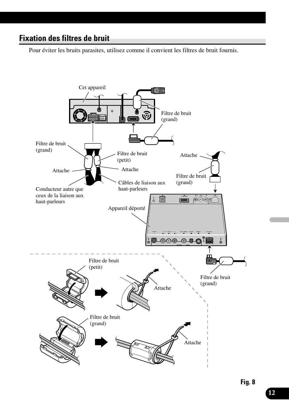 Fixation des filtres de bruit | Pioneer AVH-P7500DVDII User Manual | Page 61 / 98