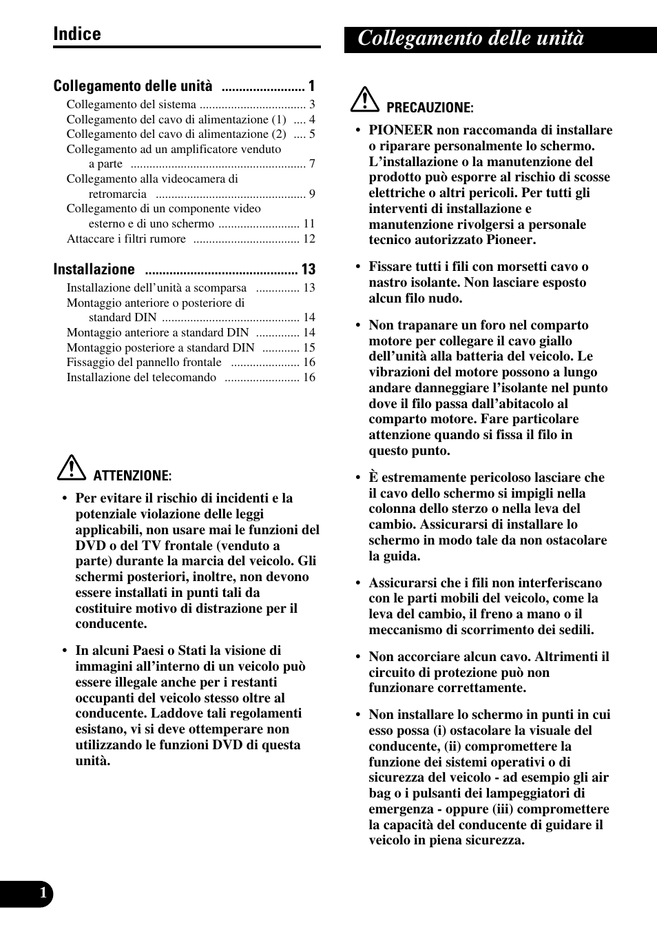 Collegamento delle unità, Indice | Pioneer AVH-P7500DVDII User Manual | Page 66 / 98