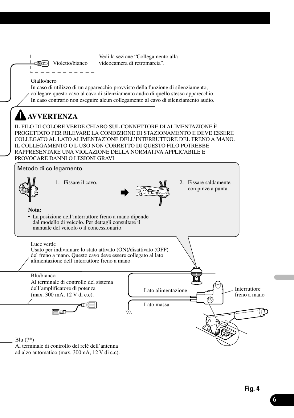 Avvertenza | Pioneer AVH-P7500DVDII User Manual | Page 71 / 98