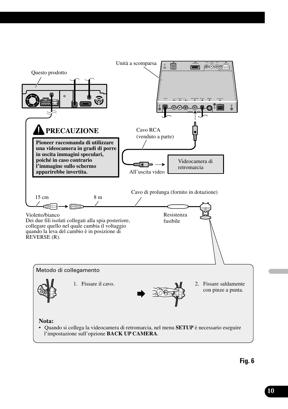 Precauzione | Pioneer AVH-P7500DVDII User Manual | Page 75 / 98