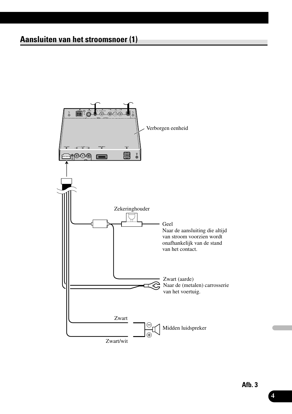 Aansluiten van het stroomsnoer (1) | Pioneer AVH-P7500DVDII User Manual | Page 85 / 98
