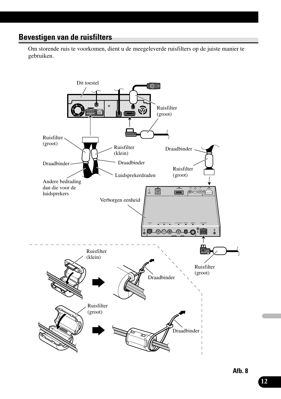 Bevestigen van de ruisfilters | Pioneer AVH-P7500DVDII User Manual | Page 93 / 98