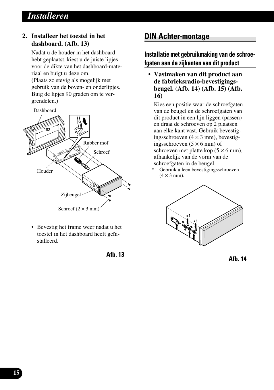 Din achter-montage, Installeren | Pioneer AVH-P7500DVDII User Manual | Page 96 / 98