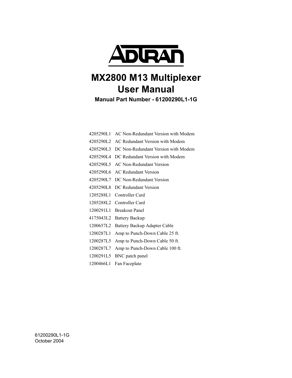 ADTRAN MX2800 M13 User Manual | 200 pages