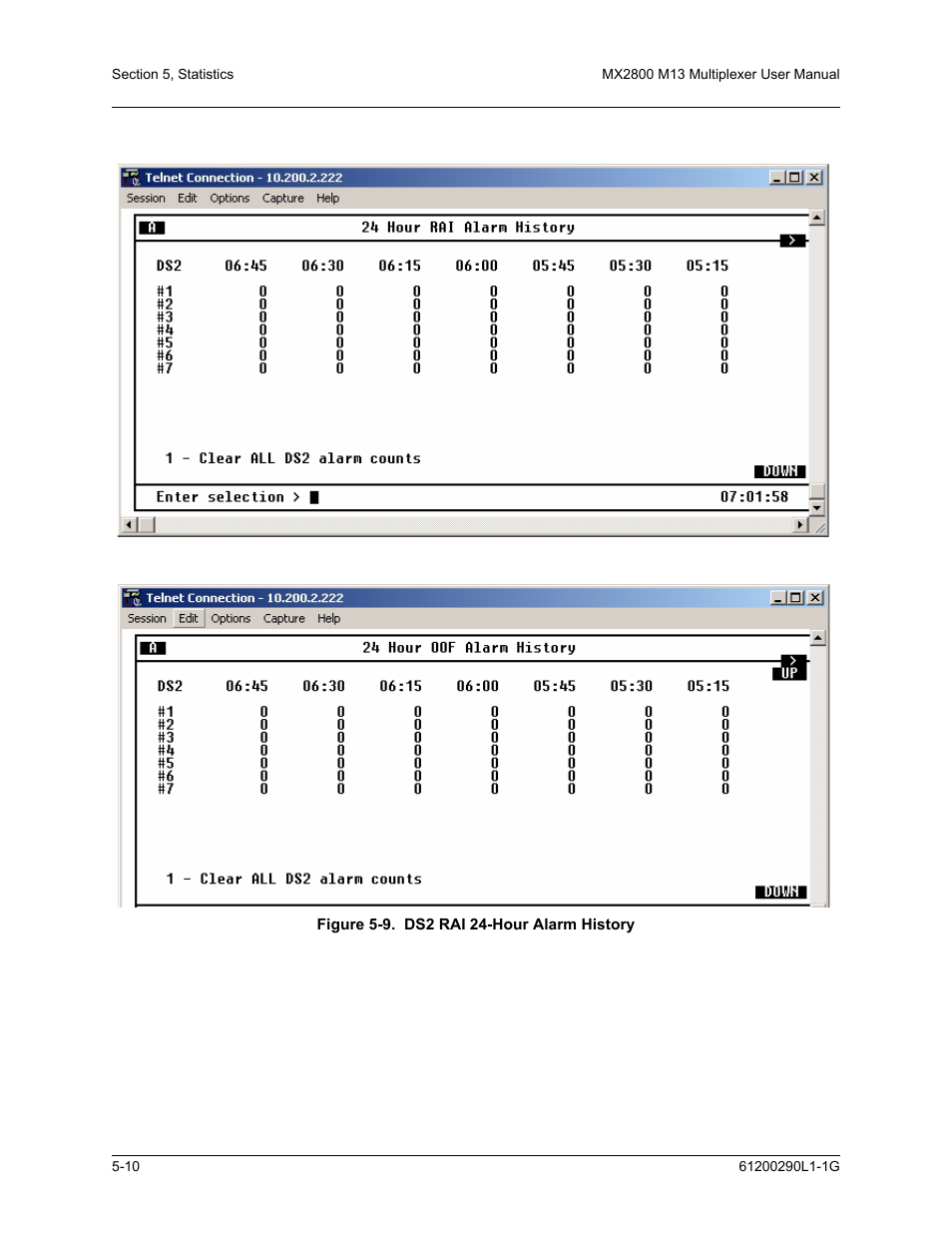 Figure 5-9. ds2 rai 24-hour alarm history -10, Figure 5-9 | ADTRAN MX2800 M13 User Manual | Page 100 / 200