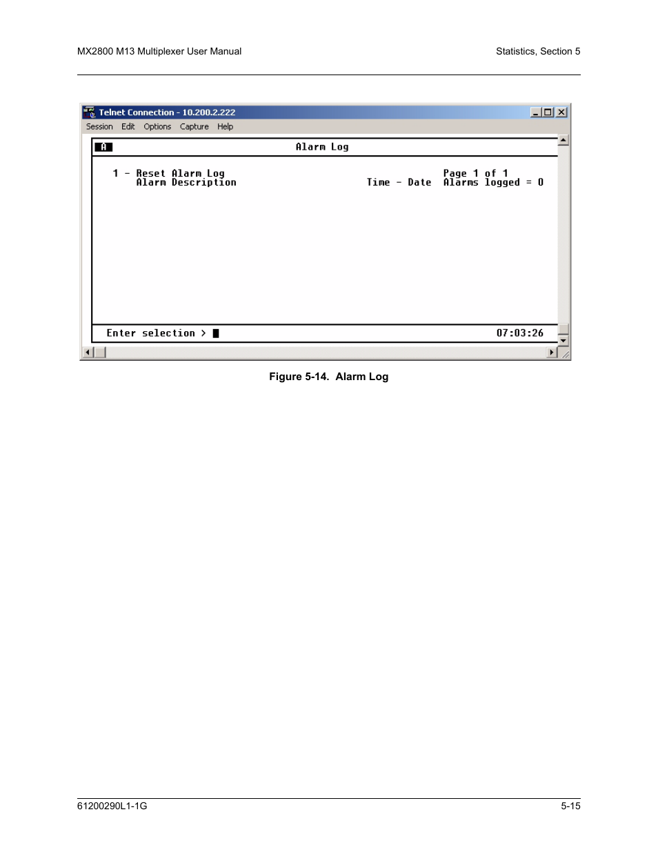 Figure 5-14.alarm log -15, Figure 5-14 | ADTRAN MX2800 M13 User Manual | Page 105 / 200