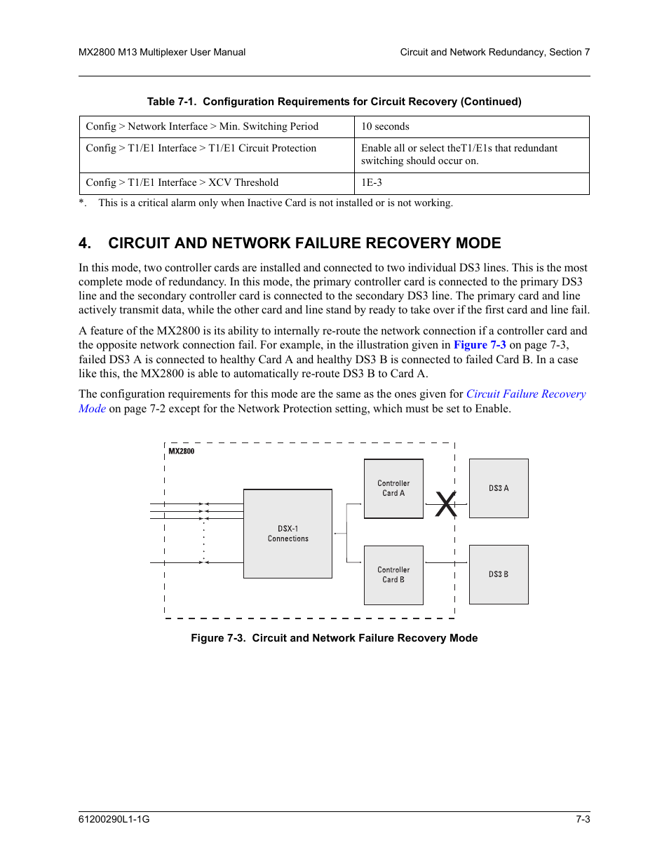 Circuit and network failure recovery mode, Circuit and network failure recovery mode -3 | ADTRAN MX2800 M13 User Manual | Page 119 / 200