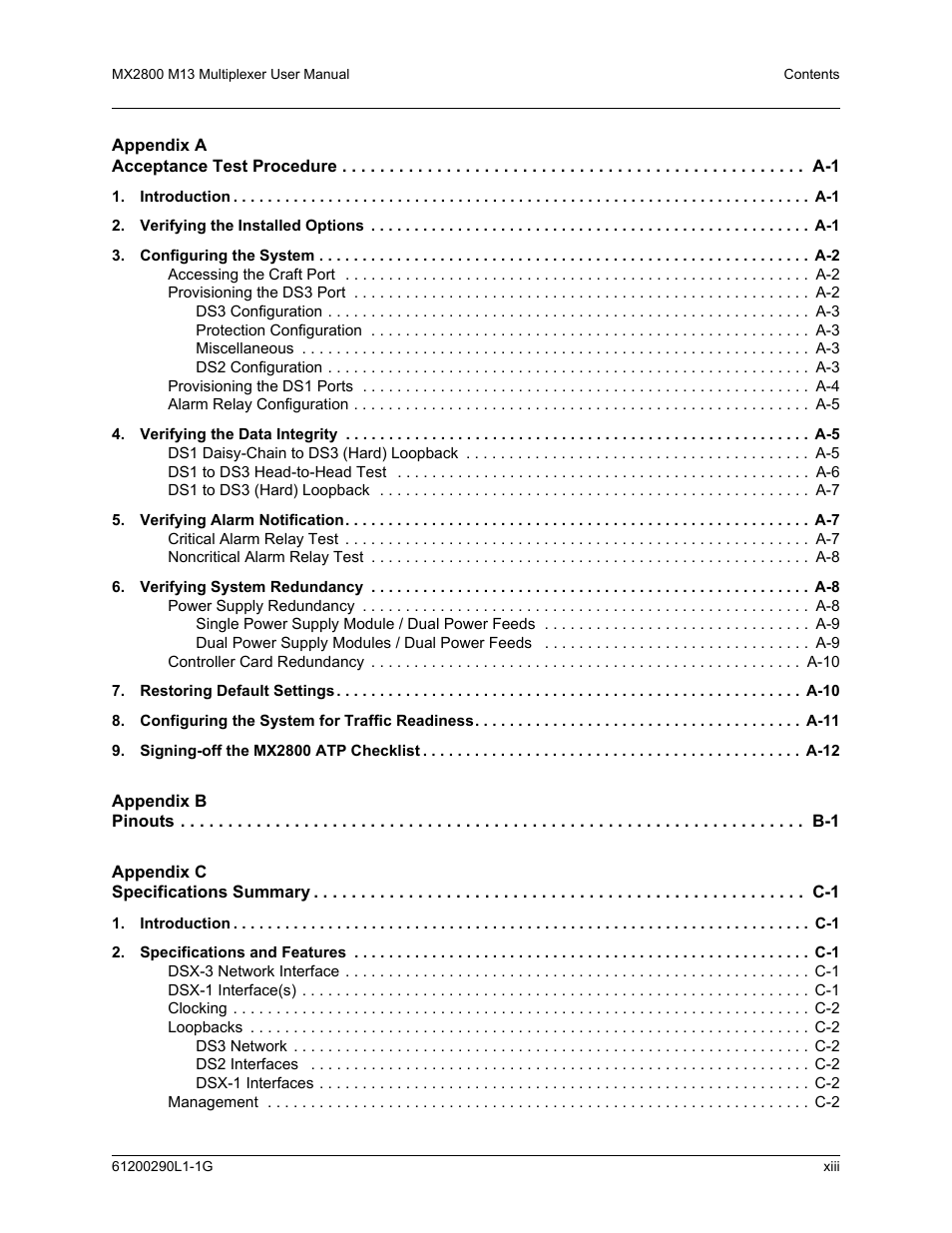ADTRAN MX2800 M13 User Manual | Page 13 / 200