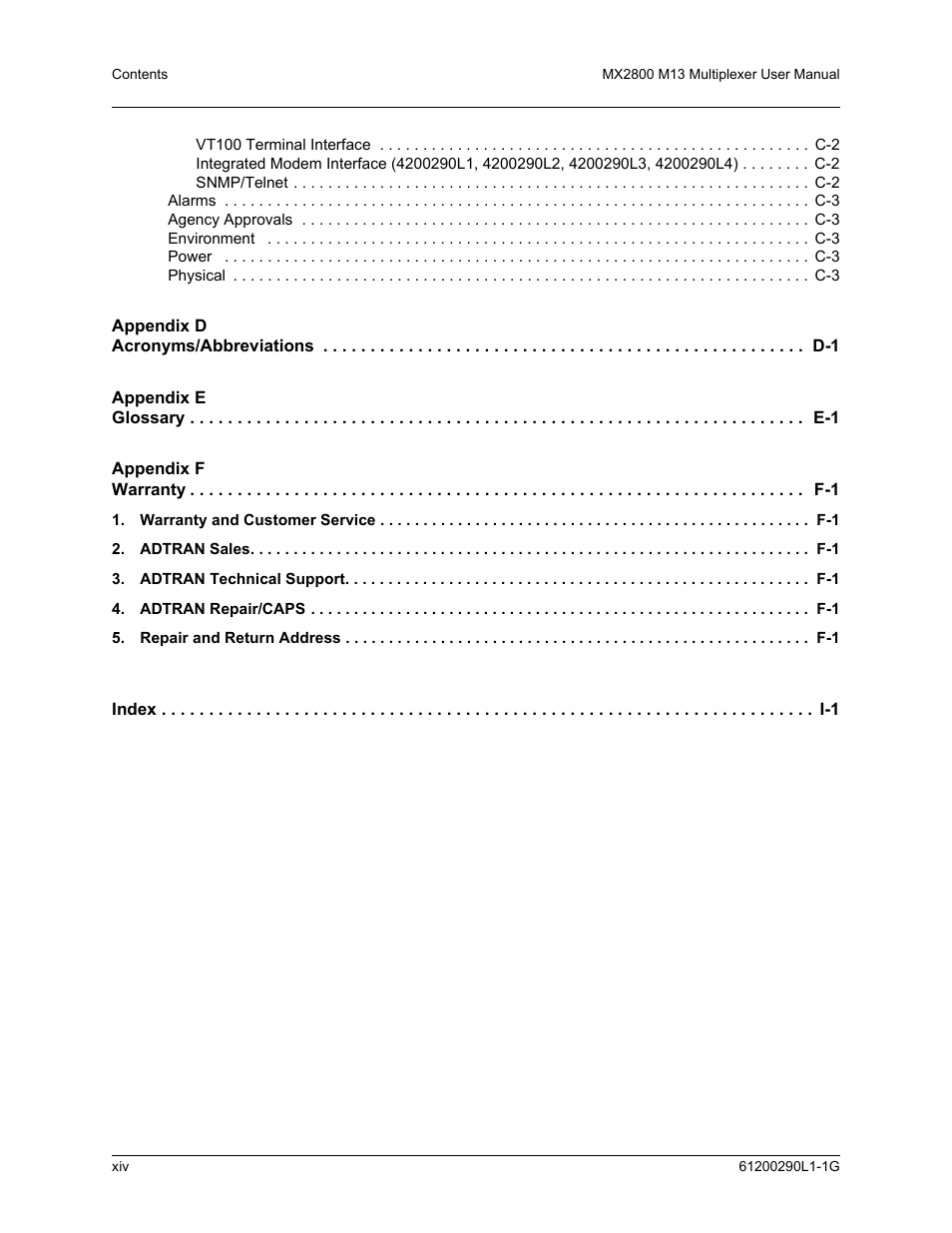 ADTRAN MX2800 M13 User Manual | Page 14 / 200