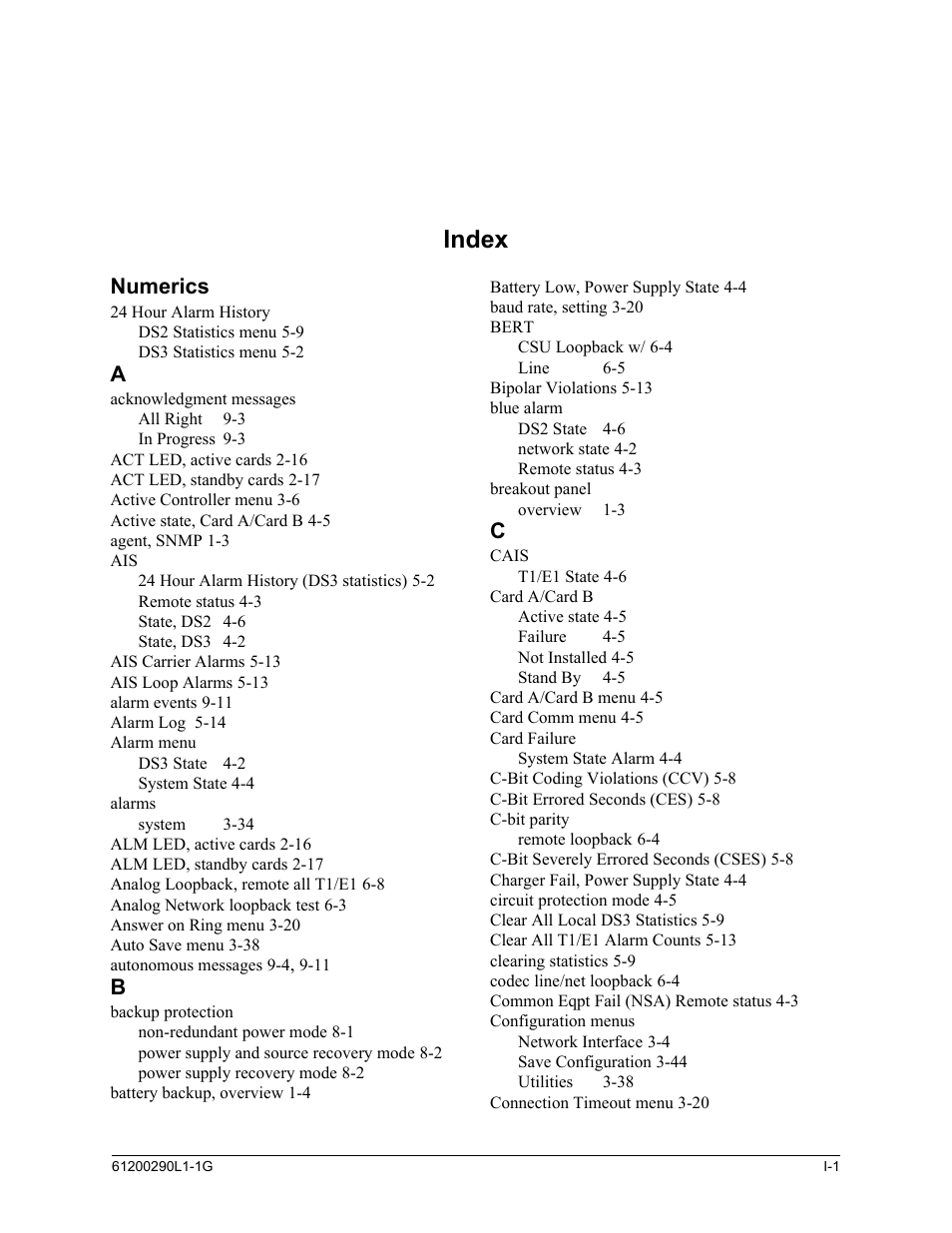 Index, Numerics | ADTRAN MX2800 M13 User Manual | Page 193 / 200