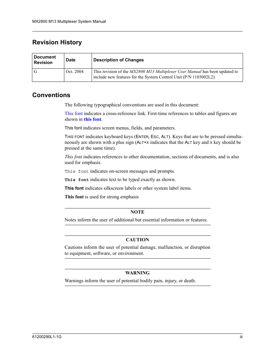 Revision history, Conventions, Revision history conventions | ADTRAN MX2800 M13 User Manual | Page 3 / 200