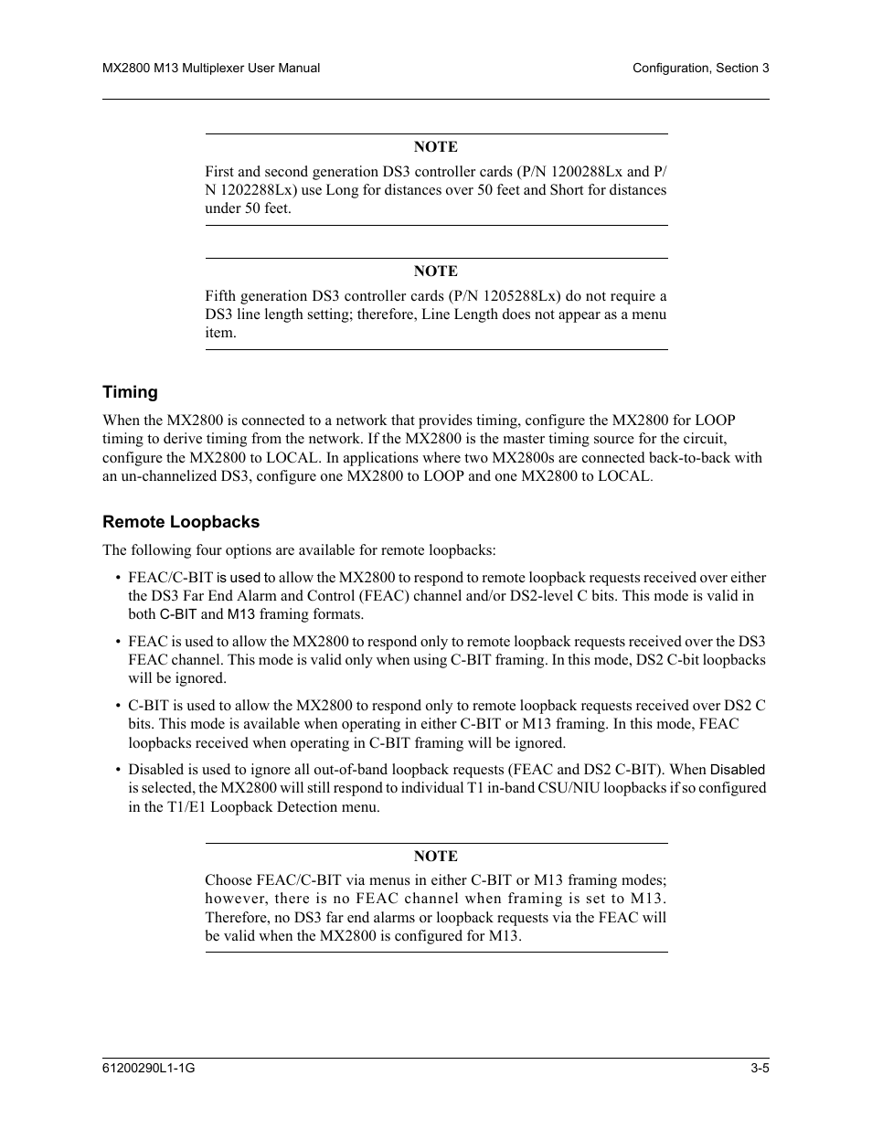 Timing, Remote loopbacks, Timing -5 remote loopbacks -5 | ADTRAN MX2800 M13 User Manual | Page 45 / 200