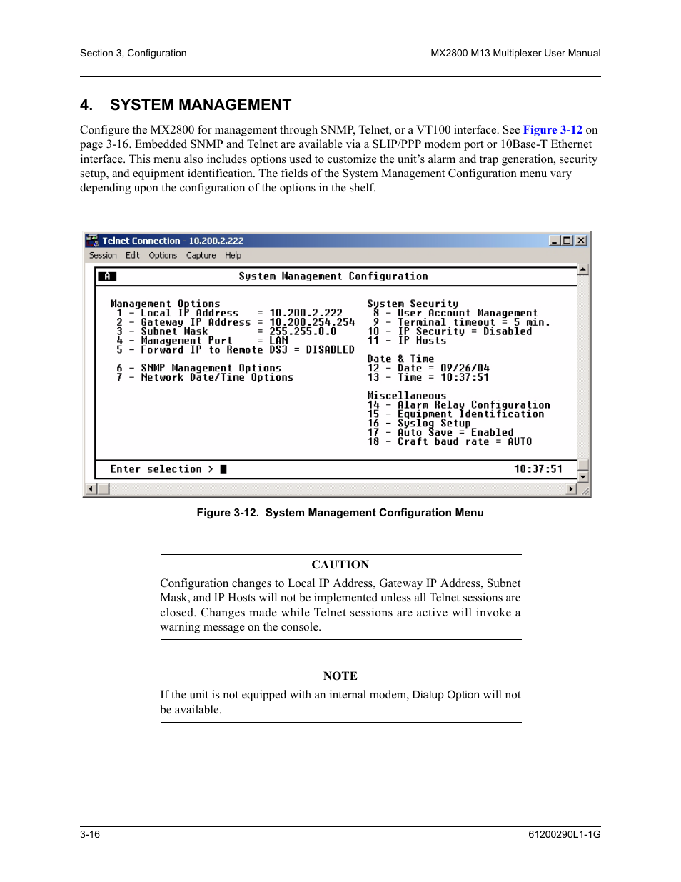 System management, System management -16 | ADTRAN MX2800 M13 User Manual | Page 56 / 200