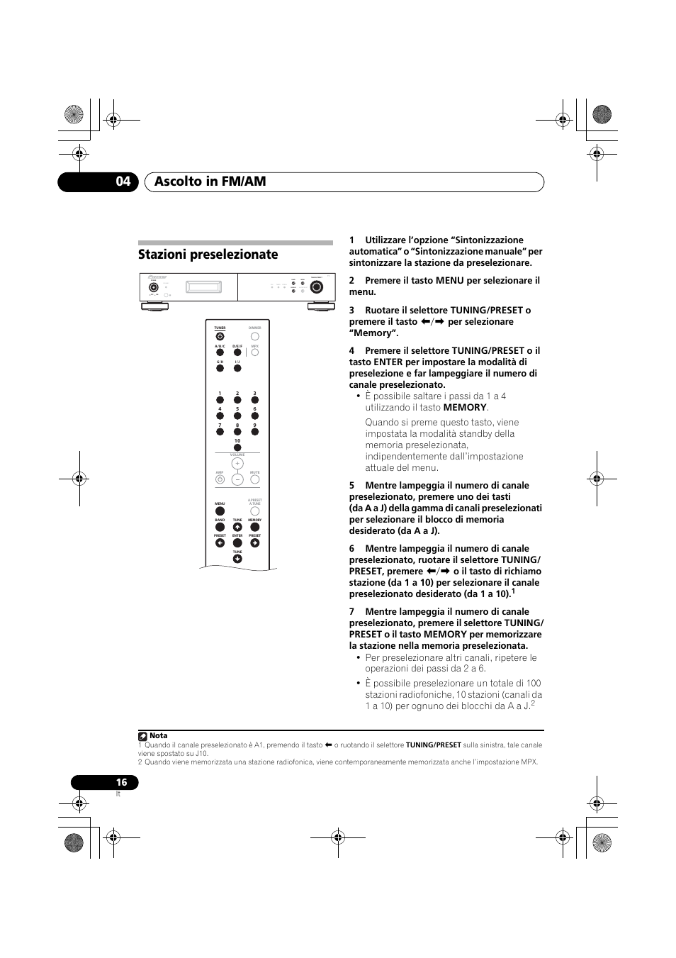 Stazioni preselezionate, Ascolto in fm/am 04, Standby | Rds tuned stereo band display auto preset menu | Pioneer F-F3MK2-K User Manual | Page 104 / 156