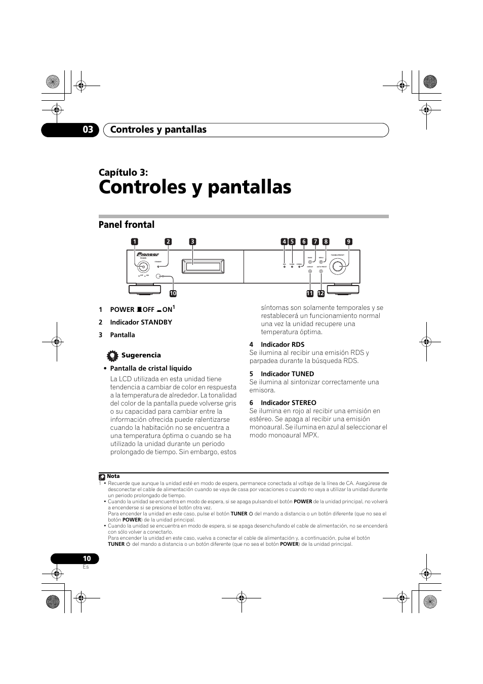 Panel frontal, Controles y pantallas, Controles y pantallas 03 | Capítulo 3 | Pioneer F-F3MK2-K User Manual | Page 120 / 156