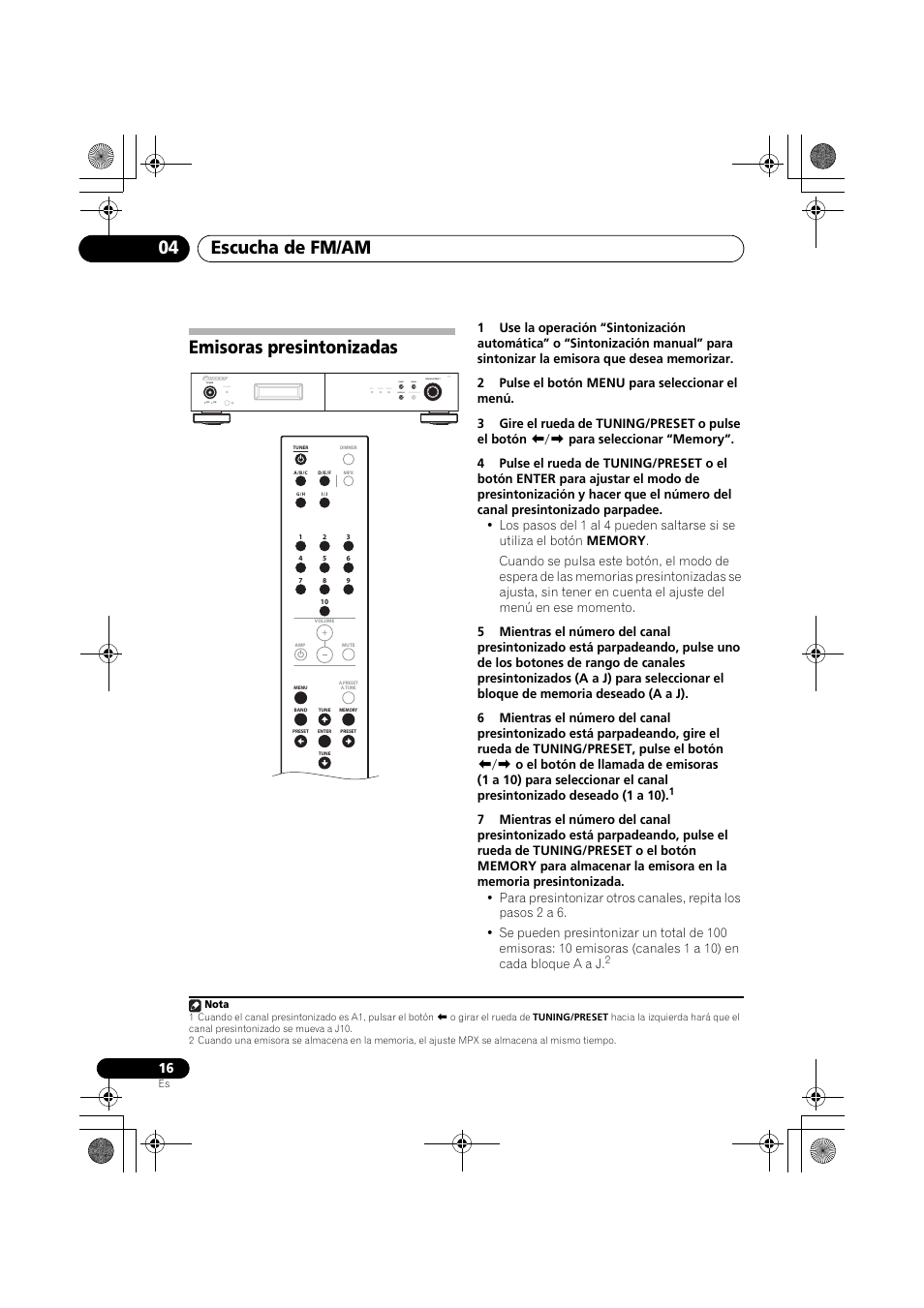Emisoras presintonizadas, Escucha de fm/am 04, Standby | Rds tuned stereo band display auto preset menu | Pioneer F-F3MK2-K User Manual | Page 126 / 156