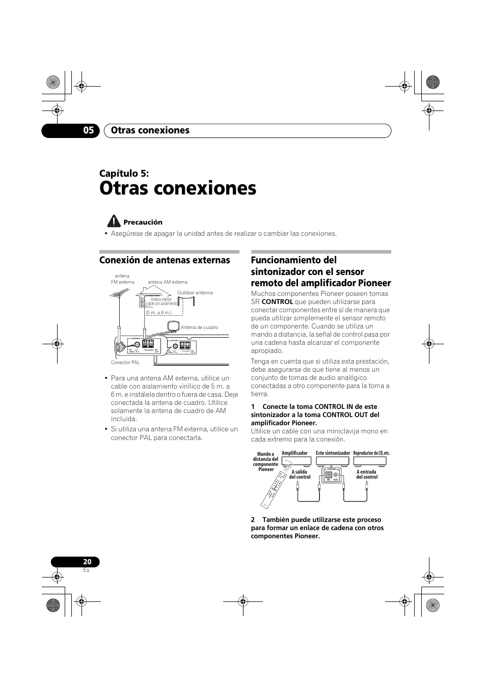 Conexión de antenas externas, Otras conexiones, Otras conexiones 05 | Capítulo 5 | Pioneer F-F3MK2-K User Manual | Page 130 / 156