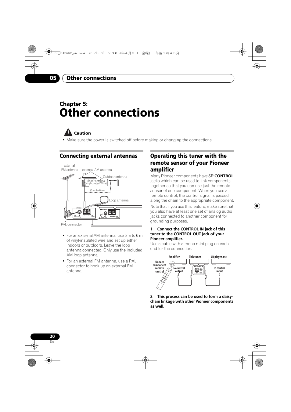 Connecting external antennas, Other connections, Other connections 05 | Chapter 5 | Pioneer F-F3MK2-K User Manual | Page 20 / 156