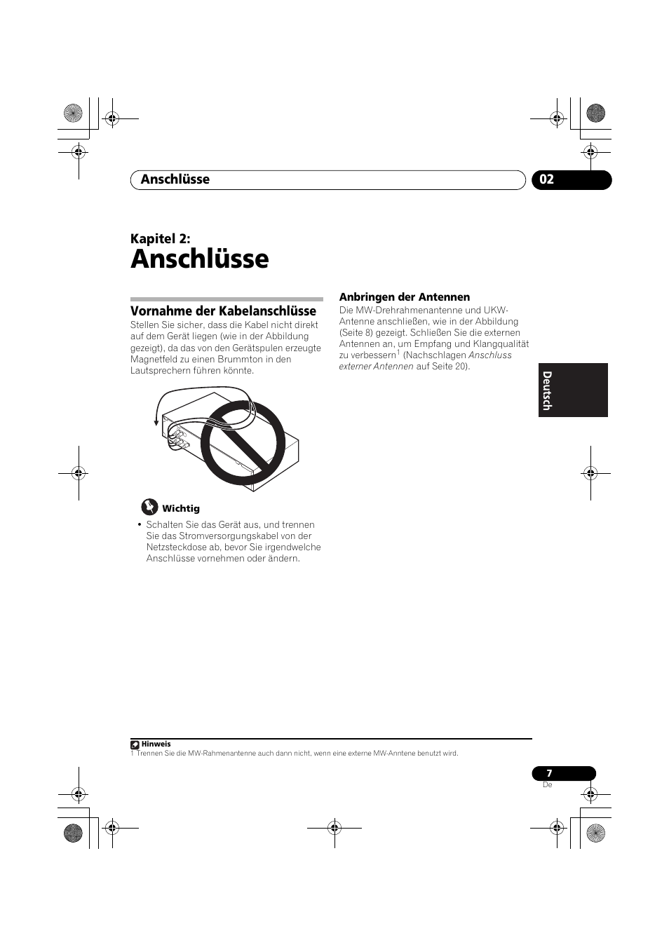 Vornahme der kabelanschlüsse, Anschlüsse, Anschlüsse 02 | Kapitel 2 | Pioneer F-F3MK2-K User Manual | Page 51 / 156