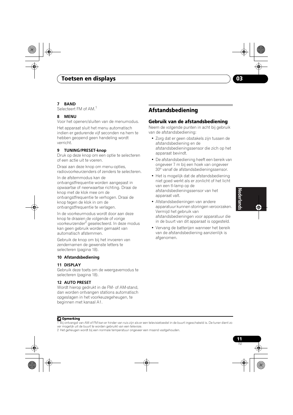 Afstandsbediening, Toetsen en displays 03 | Pioneer F-F3MK2-K User Manual | Page 77 / 156
