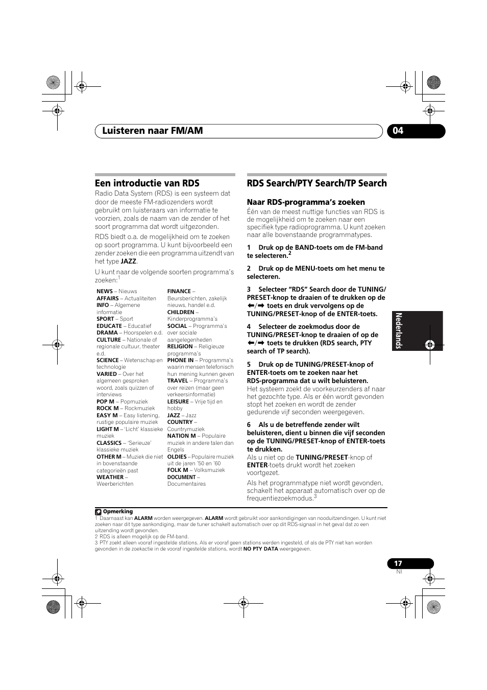 Een introductie van rds, Rds search/pty search/tp search, Luisteren naar fm/am 04 | Pioneer F-F3MK2-K User Manual | Page 83 / 156