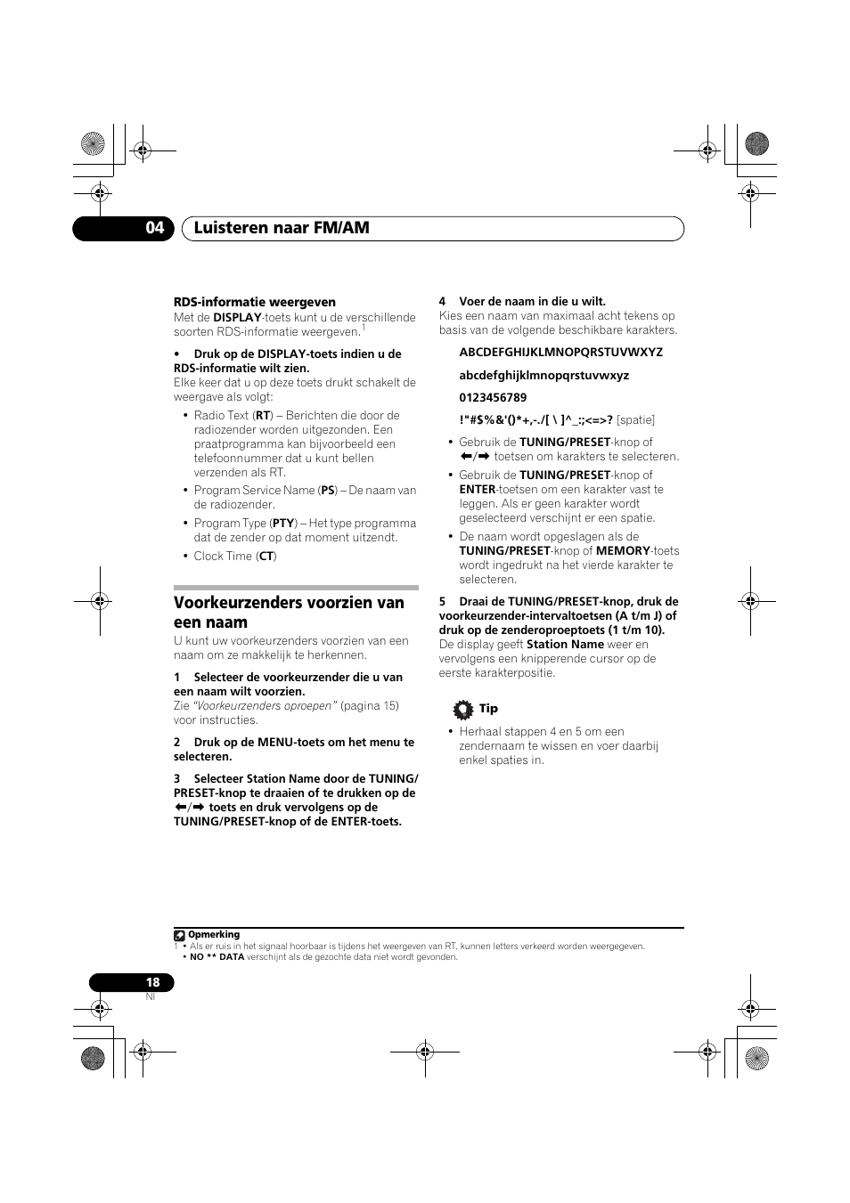 Voorkeurzenders voorzien van een naam, Luisteren naar fm/am 04 | Pioneer F-F3MK2-K User Manual | Page 84 / 156
