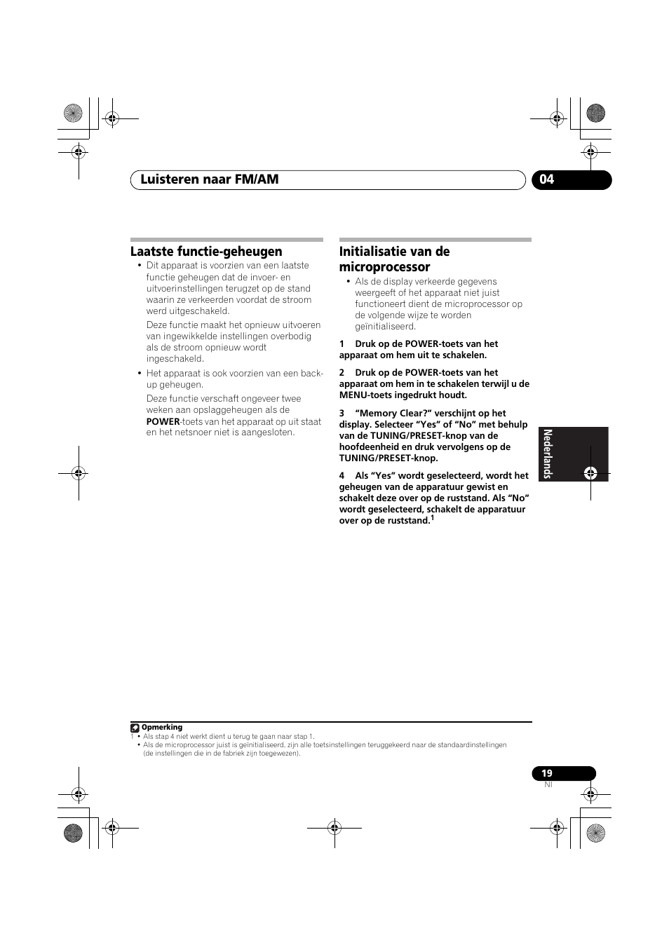 Laatste functie-geheugen, Initialisatie van de microprocessor, Luisteren naar fm/am 04 | Pioneer F-F3MK2-K User Manual | Page 85 / 156