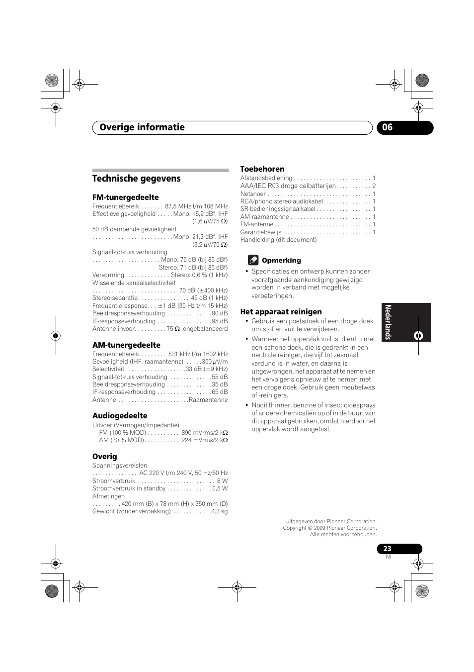 Technische gegevens, Overige informatie 06 | Pioneer F-F3MK2-K User Manual | Page 89 / 156