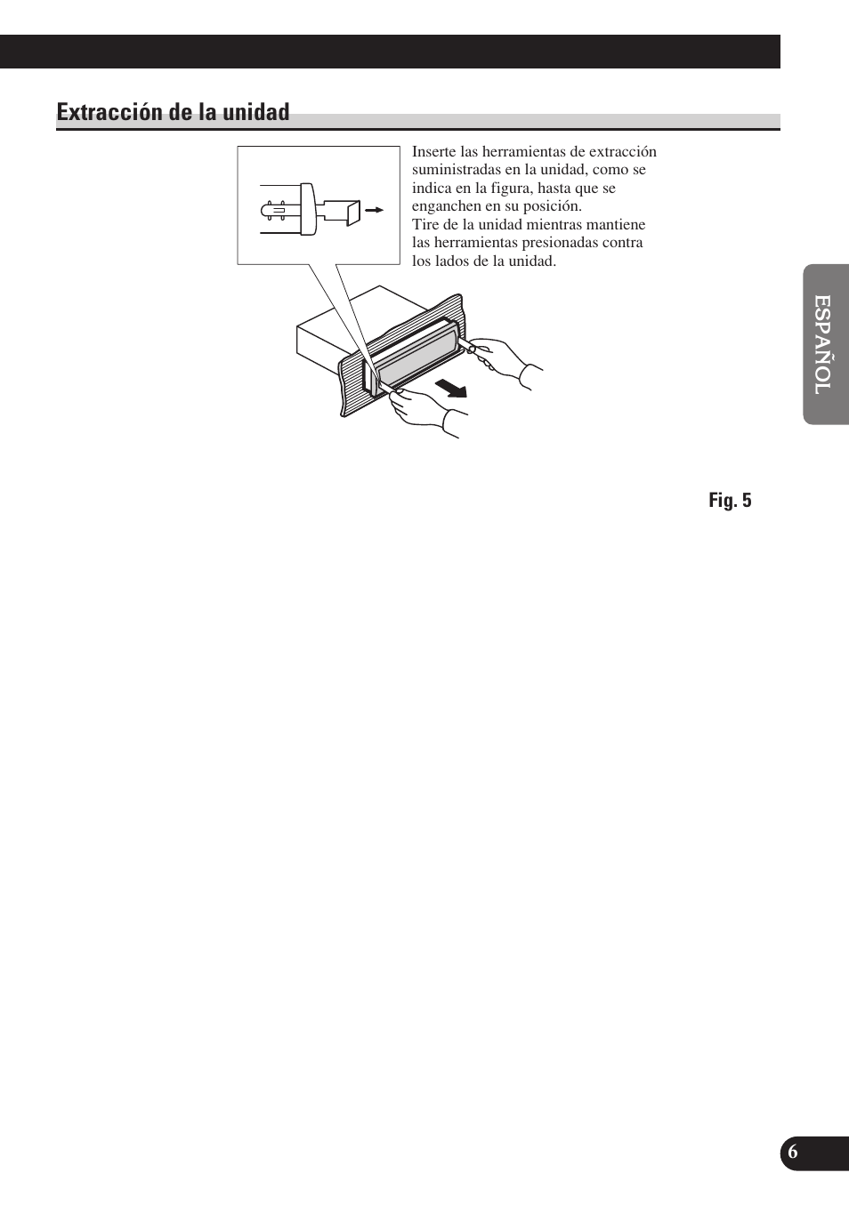 A title (english), Extracción de la unidad | Pioneer DEH-P7400MP User Manual | Page 15 / 52