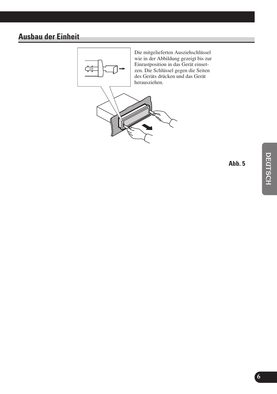 A title (english), Ausbau der einheit | Pioneer DEH-P7400MP User Manual | Page 23 / 52