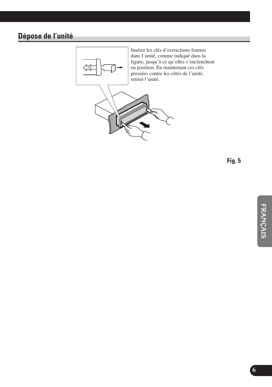 A title (english), Dépose de l’unité | Pioneer DEH-P7400MP User Manual | Page 31 / 52
