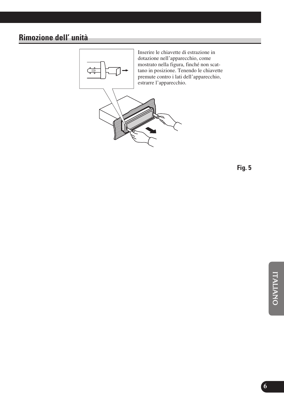 A title (english), Rimozione dell’ unità | Pioneer DEH-P7400MP User Manual | Page 39 / 52