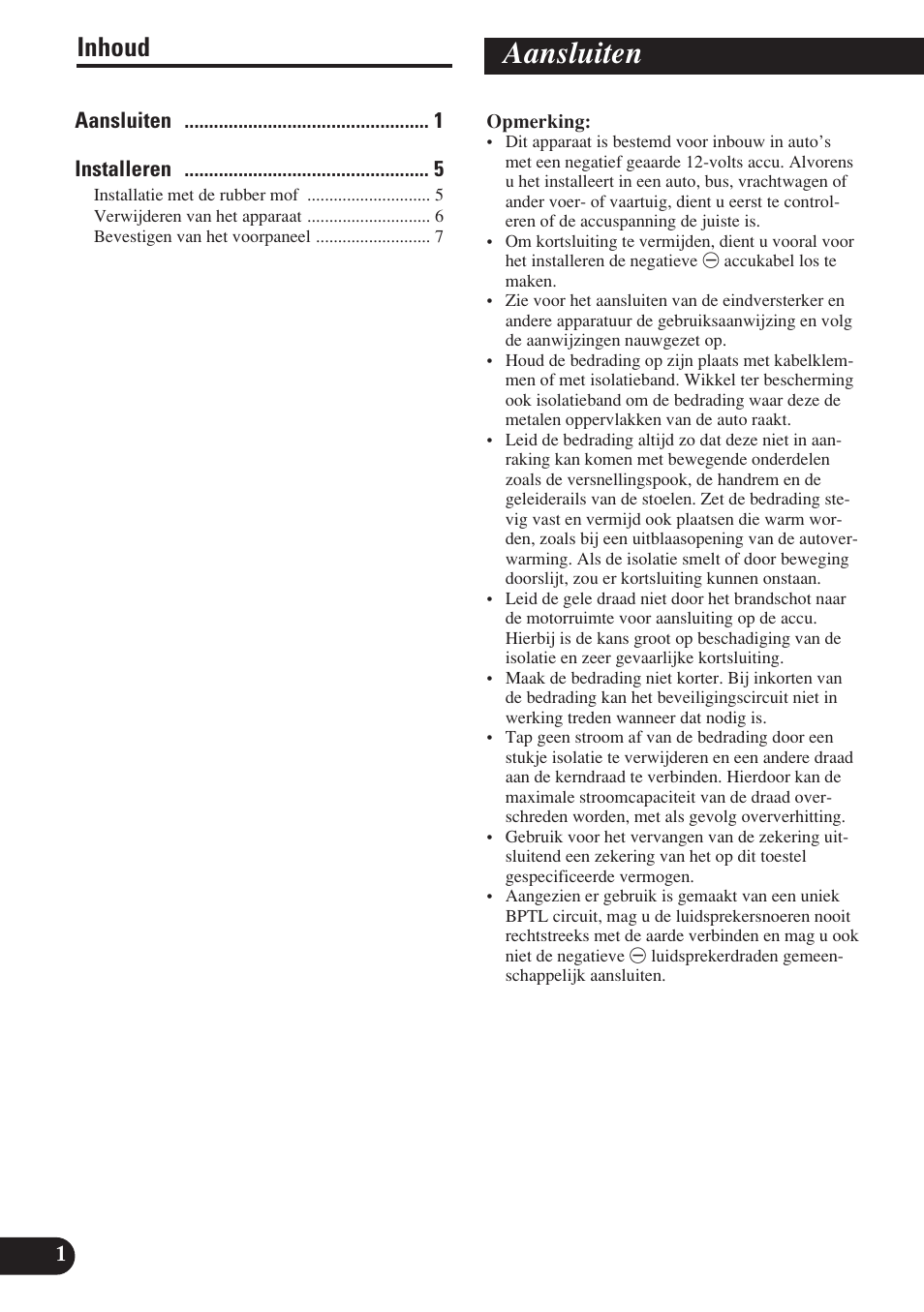 Aansluiten, Inhoud | Pioneer DEH-P7400MP User Manual | Page 42 / 52