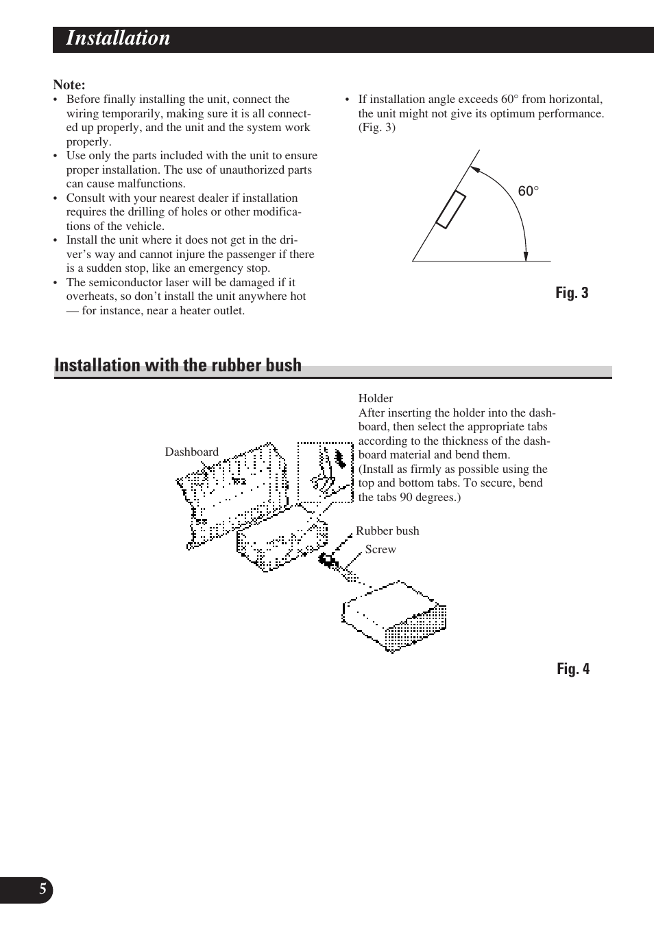 A title (english), Installation, Installation with the rubber bush | Pioneer DEH-P7400MP User Manual | Page 6 / 52