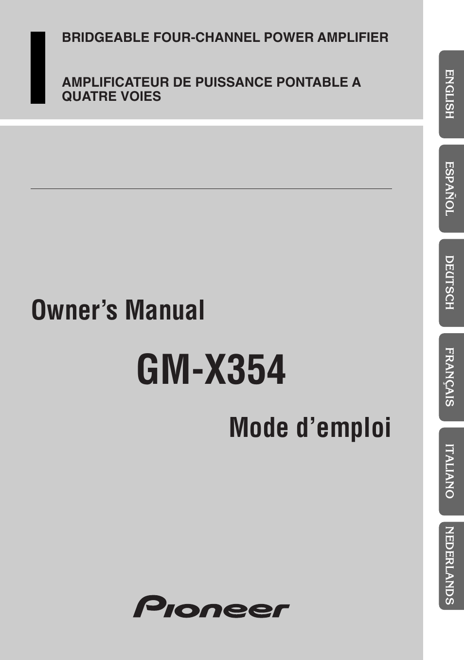 Pioneer GM-X354 User Manual | 76 pages