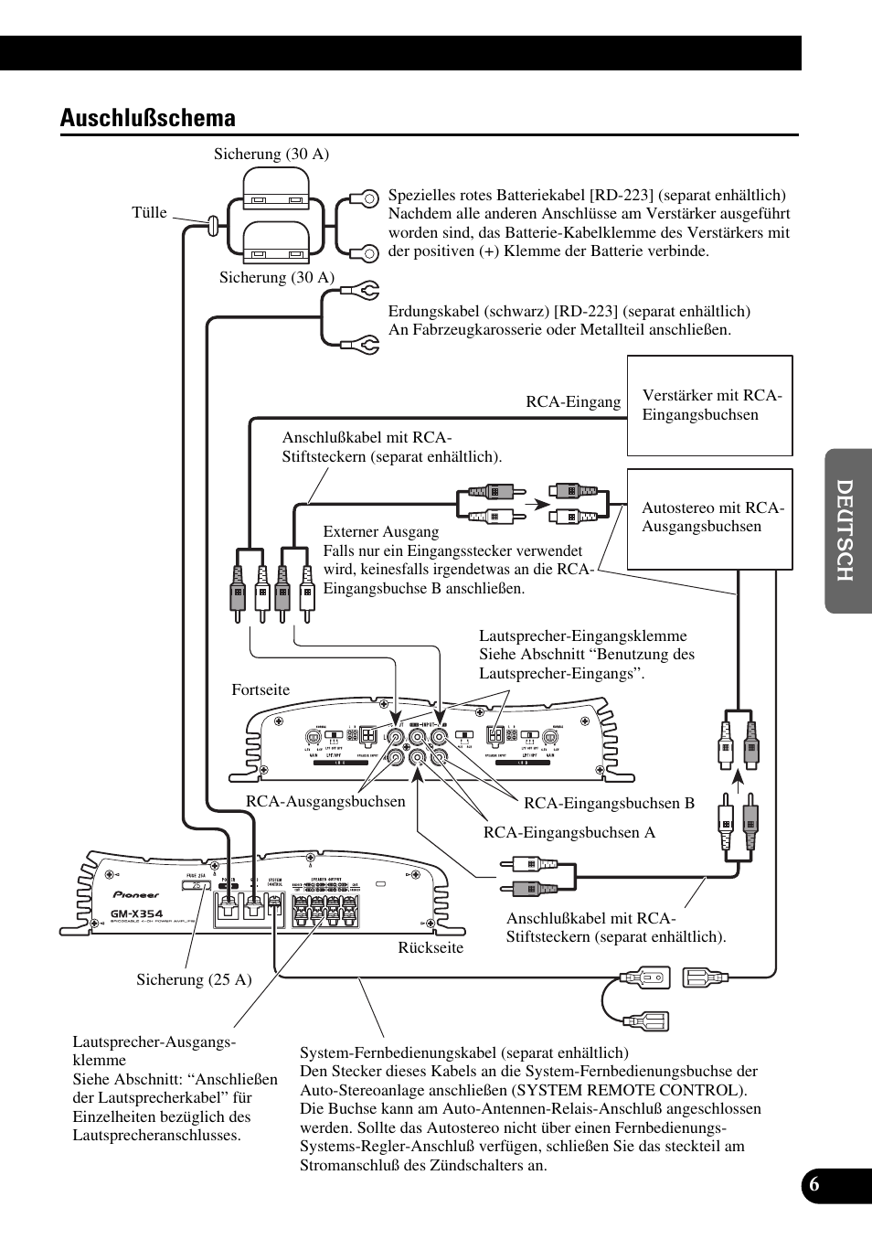 Auschlußschema | Pioneer GM-X354 User Manual | Page 31 / 76