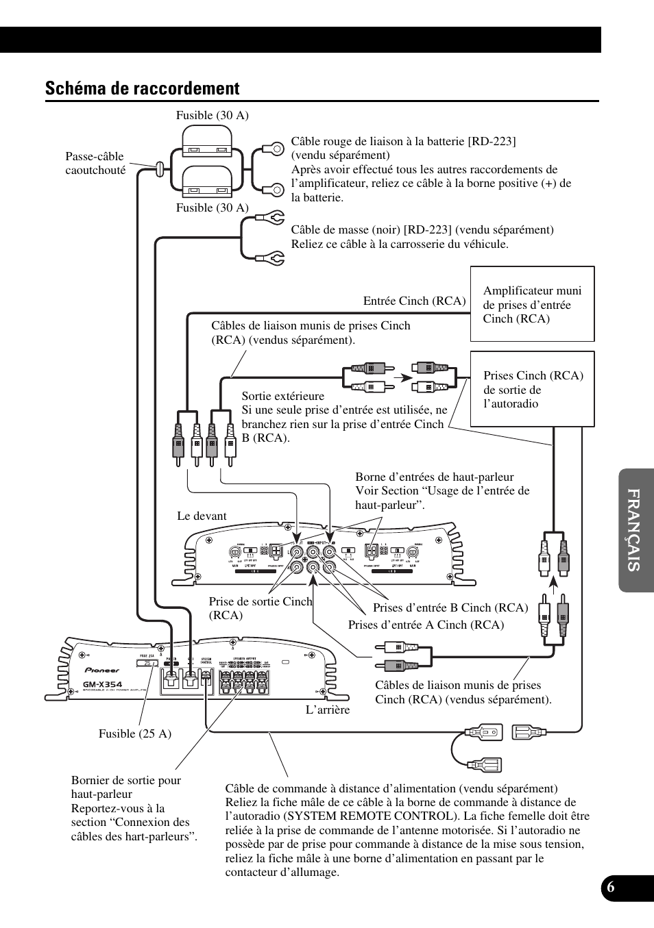 Schéma de raccordement | Pioneer GM-X354 User Manual | Page 43 / 76