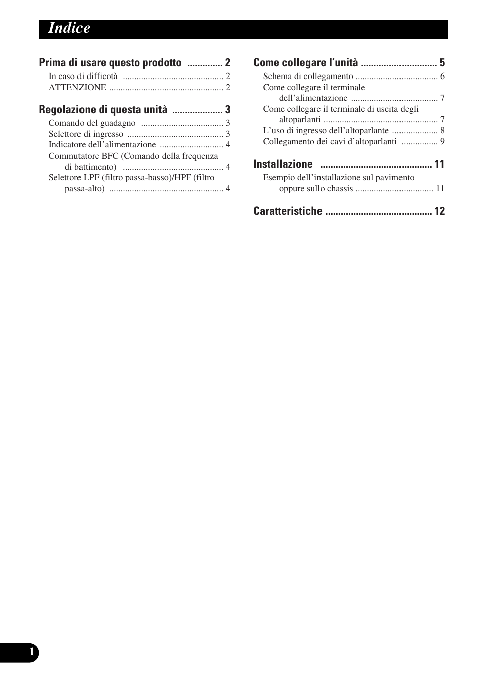 Indice | Pioneer GM-X354 User Manual | Page 50 / 76