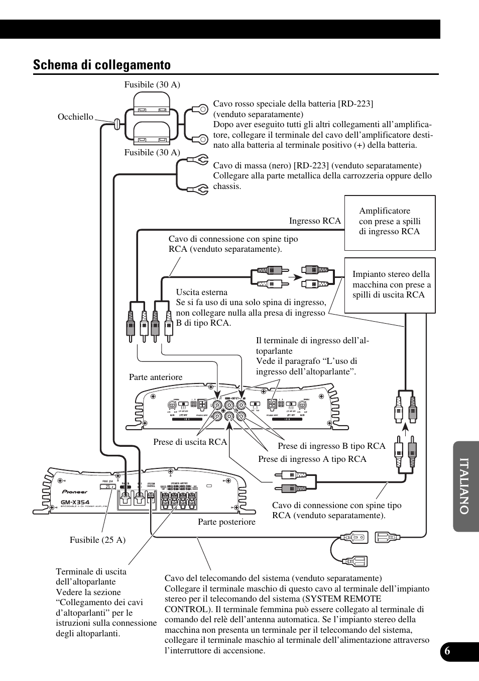 Schema di collegamento | Pioneer GM-X354 User Manual | Page 55 / 76