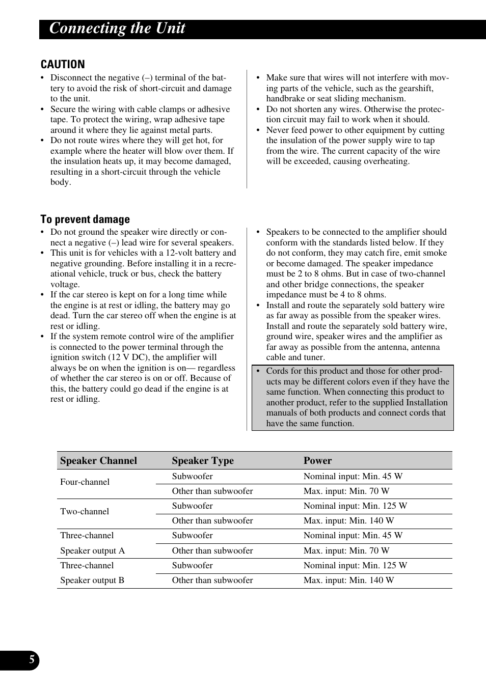 Connecting the unit | Pioneer GM-X354 User Manual | Page 6 / 76