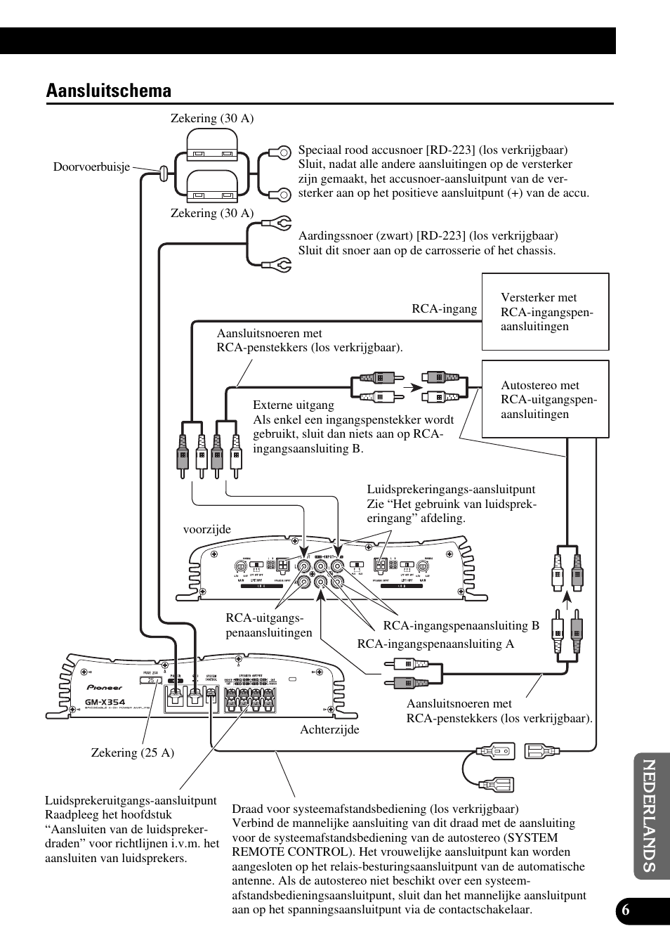 Aansluitschema | Pioneer GM-X354 User Manual | Page 67 / 76