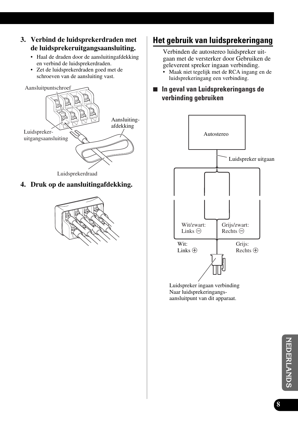 Het gebruik van luidsprekeringang | Pioneer GM-X354 User Manual | Page 69 / 76