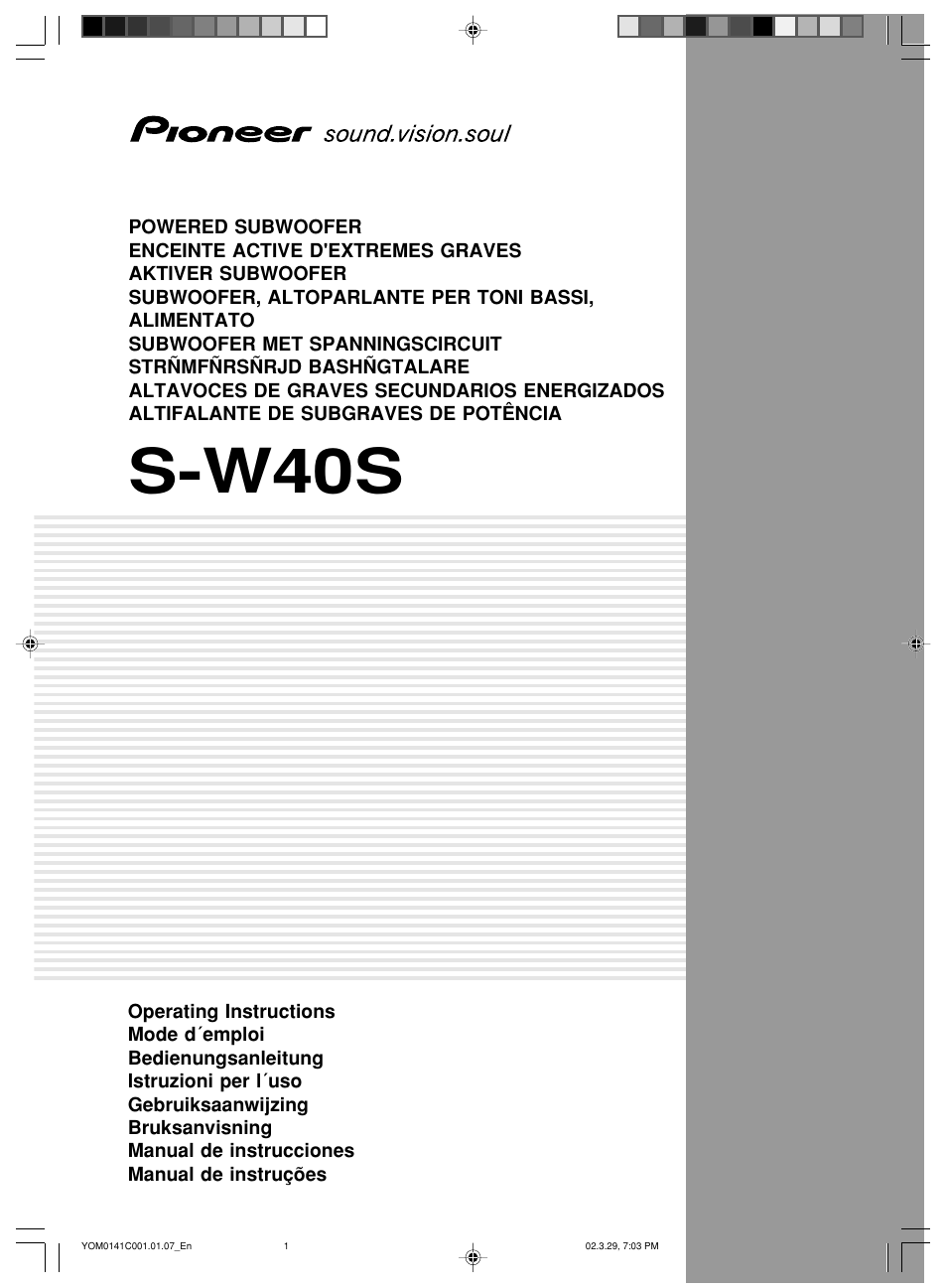 Pioneer S-W40S User Manual | 52 pages
